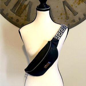 Versace Black Belt Bag with Silver Zipper